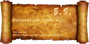 Bernvaller Iván névjegykártya
